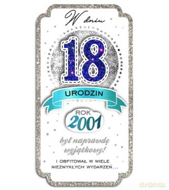 Karnet W dniu 18 Urodzin PM Rok 2001 srebro