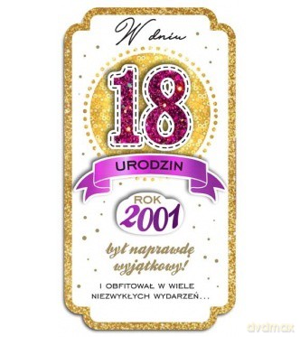 Karnet W dniu 18 Urodzin PM Rok 2001 złoto