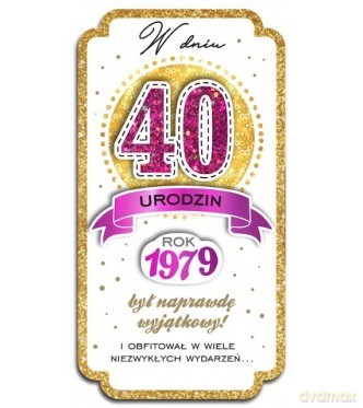 Karnet W dniu 40 Urodzin PM Rok 1979 złoto