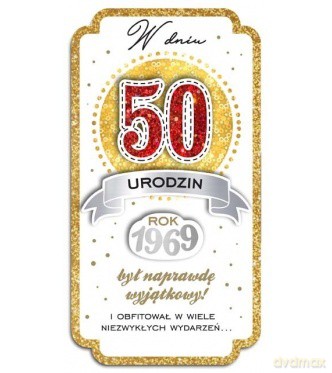 Karnet W dniu 50 Urodzin PM Rok 1969 złoto