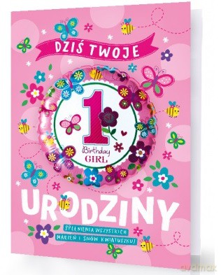 Karnet XXL Roczek różowy (karnet z naklejką)