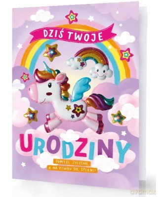 Karnet XXL Urodziny jednorożec (karnet z naklejkami)