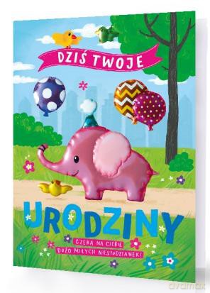 Karnet XXL Urodziny słoń (karnet z naklejkami)