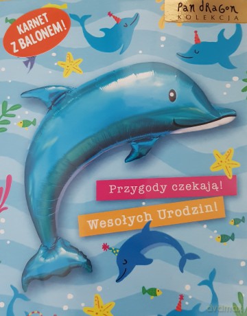 Karnet z balonem Delfin