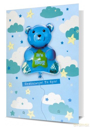 Karnet z balonem Narodziny Syn K.BALLOON-12