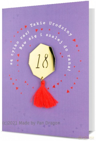 Karnet z przypinką 18 Urodziny B6 GIFT - K.GIFT-235