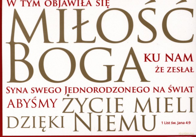 Kartka "W tym objawia się miłość Boga"