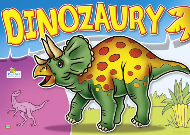 Kolorowanka. Dinozaury - Dino zielono żółty z rogami (A4, 16 str.)