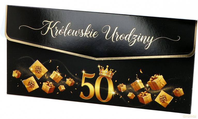 Koperta 50 Urodziny złocona mix