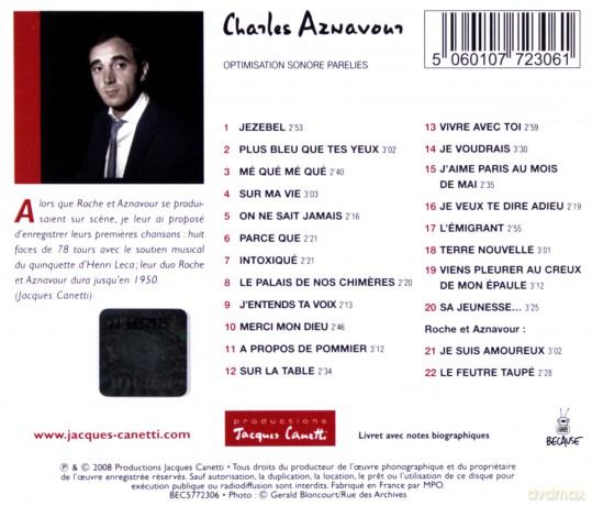 Charles Aznavour: Sur Ma Vie (Best Of Early Years) [CD]