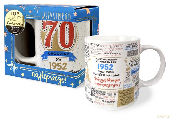 Kubek premium 70 Urodziny - rocznik 1952 Q919