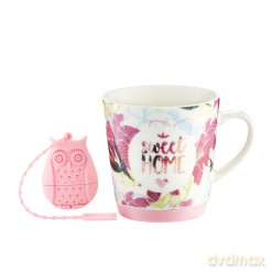 Kubek sweet 290ml kwiaty z zaparzaczem silikonowym