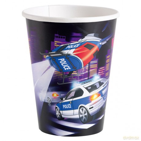 Kubki 266ml policja op.8szt