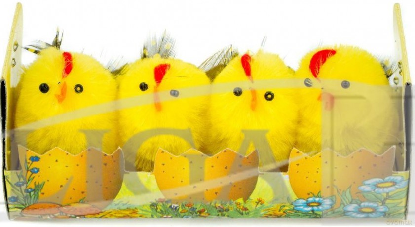 Kurczaki wielkanocne mix wzorów 4,5cm 4szt WKZ-7927