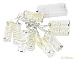 Lampki dekoracyjne 10 LED 5x2cm metal srebrne