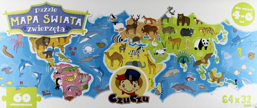 Czuczu Mapa Świata Zwierzęta [PUZZLE]