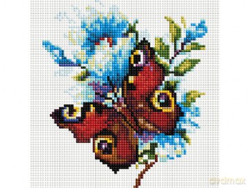Mozaika diamentowa 20x20cm Motyl Rusałka pawik Diamond painting
