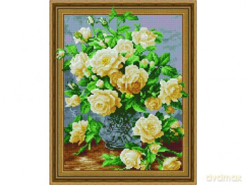 Mozaika diamentowa 40x50cm Bukiet białych róż Diamond painting