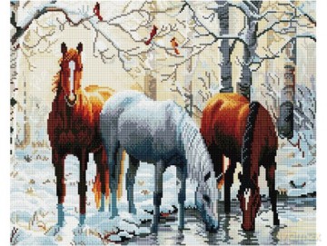 Mozaika diamentowa 40x50cm Konie nad rzeką Diamond painting