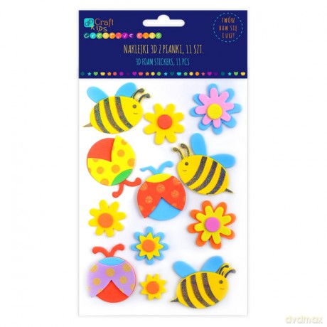Naklejki 3d z pianki - pszczółki, 11 szt. (KSPI-339)