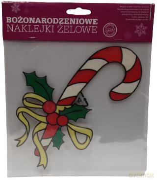 Naklejki żelowe na okna bożonarodzeniowe 20x20cm Lizak laska cukrowa