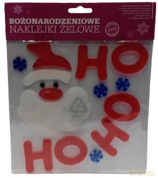 Naklejki żelowe na okna bożonarodzeniowe 20x20cm Mikołaj
