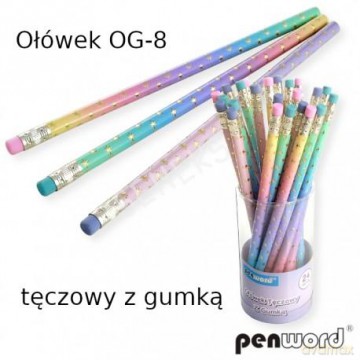 Ołówek OG-8 tęczowy z gumką