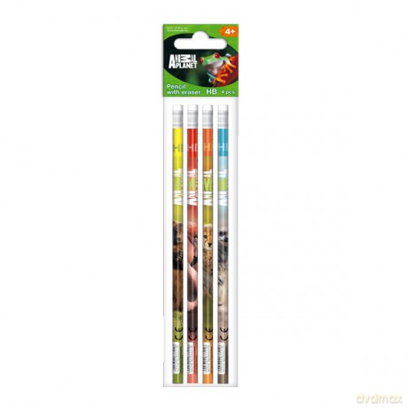Ołówek z gumką Animal Planet op.4szt 242350