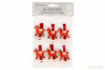 Ozdoba Bożonarodzeniowa klips drewniany 3x4 6szt