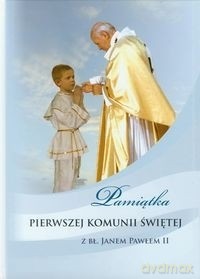 Pamiątka Pierwszej Komunii Świętej z bł Janem Pawłem II. Chłopiec