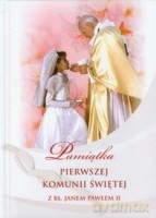 Pamiątka Pierwszej Komunii Świętej z bł Janem Pawłem II. Dziewczynka