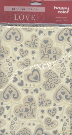 Papiery ozdobne Love serca - srebrne velvetowe 20x29 cm 10 arkuszy