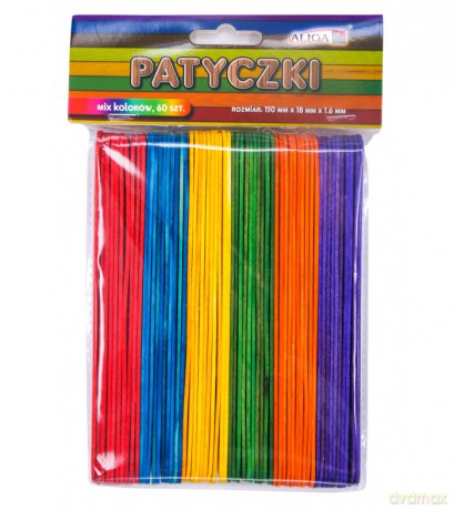 Patyczki kreatywne mix 6 kolorów 60szt 150x18x1,6mm
