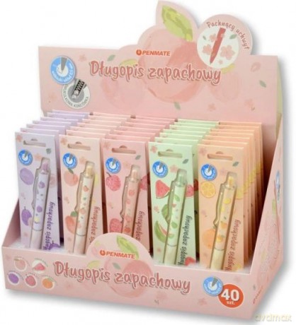 Penmate DŁUGOPIS zapachowy mix 5 zapachów 40szt disp.niebieski wkład