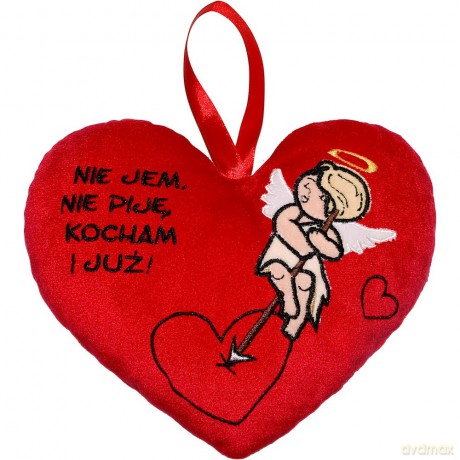 Poduszka serce z amorkiem 20cm (12501) nie jem nie piję kocham i już