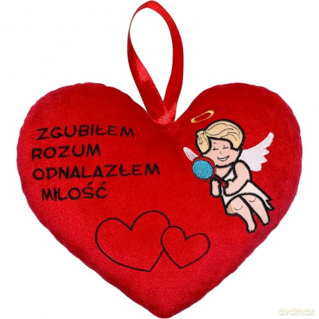 Poduszka serce z amorkiem 20cm (12503)