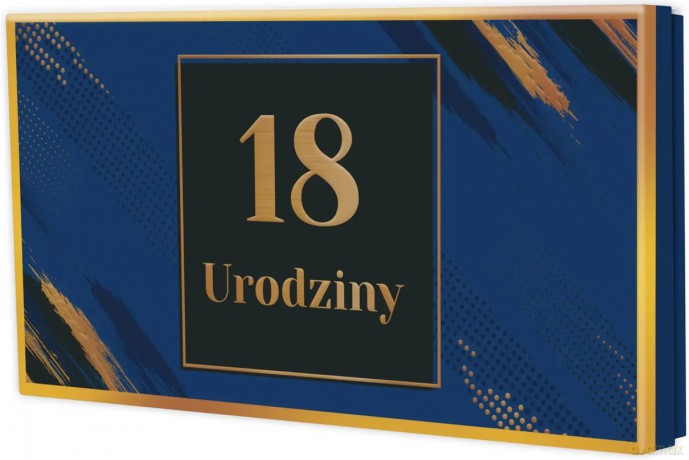 Pudełko prezentowe 18 urodziny, granat (22,5x17,5x4cm)