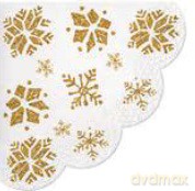 Serwetka BN Decor Round Glitter snowflakes gold 32cm średnicy, 12szt./op. - serwetka okrągła