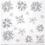 Serwetka BN Lunch Decor Glitter snowflakes silver 33x33 20szt./op.