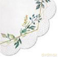 Serwetka Decor Round Leaves Frame 32cm średnicy, 12szt./op. - serwetka okrągła
