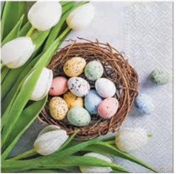 Serwetka Lunch Decor Eggs and Tulips 33x33 20szt./op.