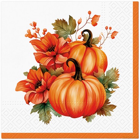 Serwetka Lunch Decor Pumpkin With Flowers 33x33 20szt./op.