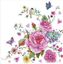 Serwetka Lunch Drawn Roses with Butterflies SDOG025701