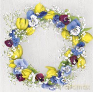 Serwetka Lunch Tulips and Pansies Spring Wreath SDWI008401