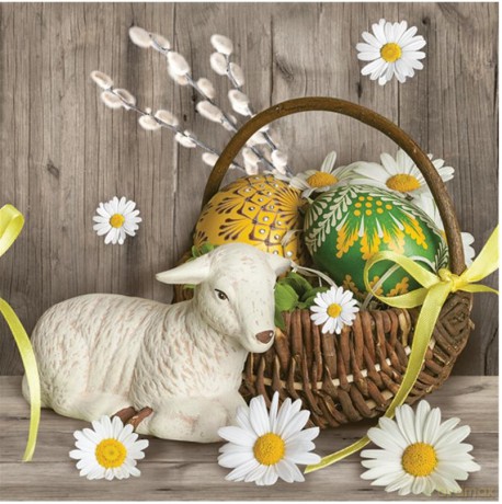Serwetka Wielkanoc lunch - Lamb next Easter Basket SLWL008601