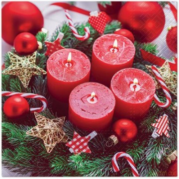 Serwetki BN Lunch Tete a Tete burning red Christmas 33x33 20szt./op.