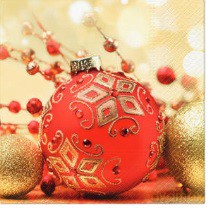 Serwetki BN Lunch Tete a Tete Red amd Gold Bauble 33x33 20szt./op.
