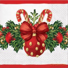 Serwetki BN Lunch Tete a Tete Red Christmas Bauble 33x33 20szt./op.