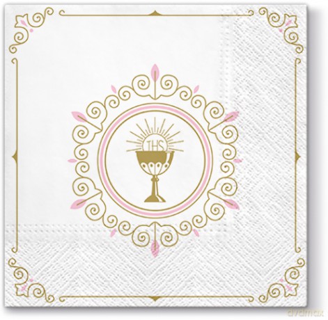 Serwetki First Communion /light pink/ SDL064804 I Komunia św.
