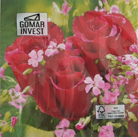 Serwetki Lunch 33x33 Boquet de roses